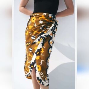 NWT Zara Linen Blend Wrap Skirt
